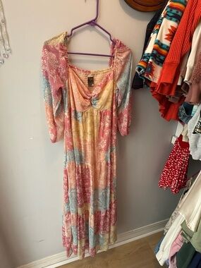 Taylor Pastel Patchwork Floral Maxi Dress - Pink, Blue, Peach